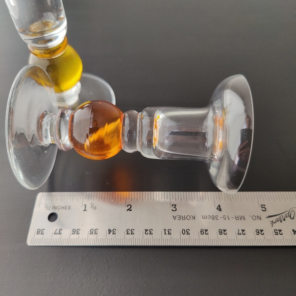 2 art glass candle 🕯️ stick holders | orange 🧡 and yellow 💛 - Picture 9 of 13